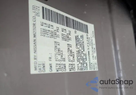 2021 Nissan Titan Sv z USA, uszkodzony, nr VIN 1N6AA1ED9MN525289